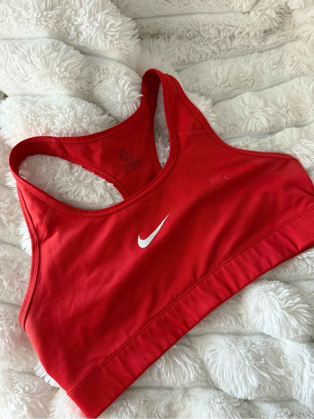 Nike Red Racerback Sports Bra with White Swoosh